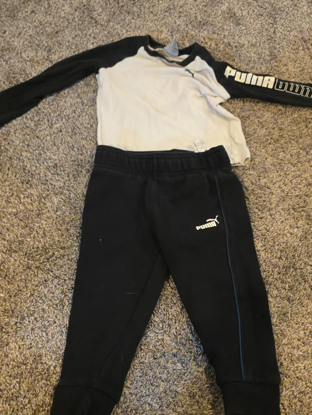 Puma Black Kids Jogger Pants with White Logo